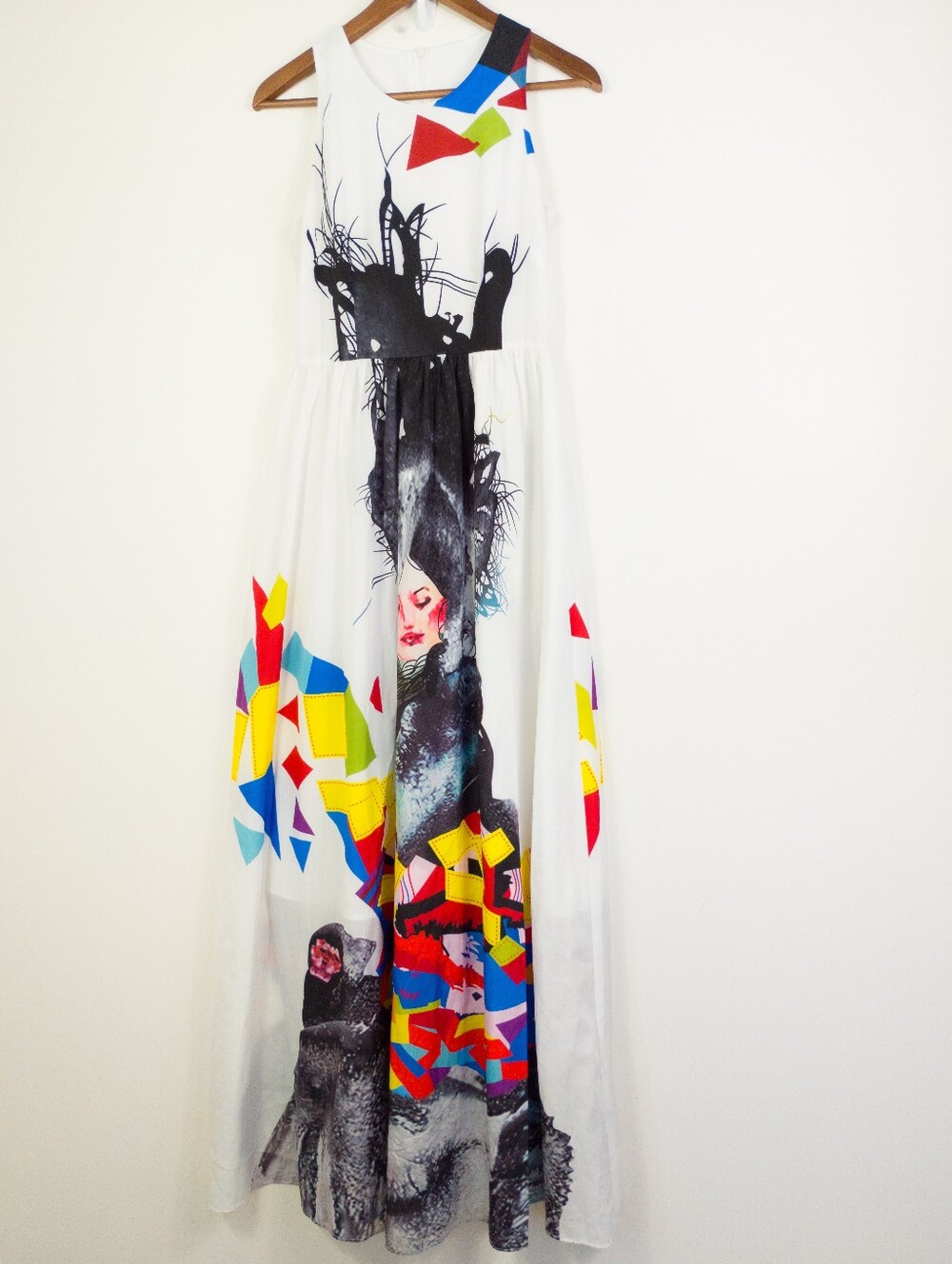 Avant Garde Graphic Print Maxi Gown Silk Size Small